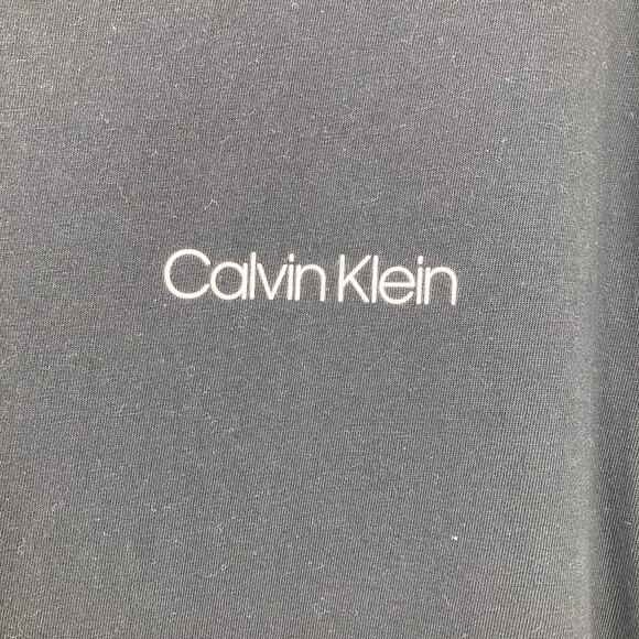 Calvin Klein Black Gray Colorblock Logo Crew Neck Short Sleeve Basic Tee Shirt - Picture 4 of 7